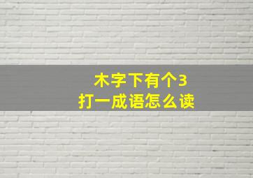 木字下有个3打一成语怎么读