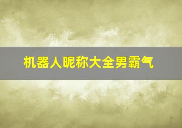 机器人昵称大全男霸气