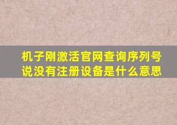 机子刚激活官网查询序列号说没有注册设备是什么意思