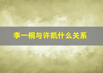 李一桐与许凯什么关系