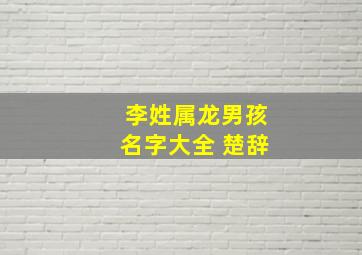 李姓属龙男孩名字大全 楚辞