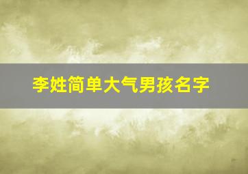 李姓简单大气男孩名字