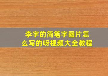 李字的简笔字图片怎么写的呀视频大全教程