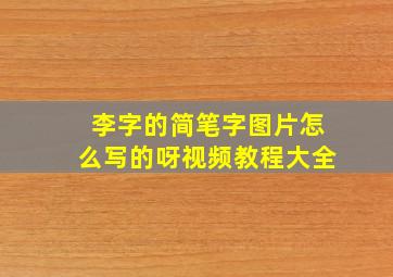 李字的简笔字图片怎么写的呀视频教程大全