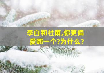 李白和杜甫,你更偏爱哪一个?为什么?