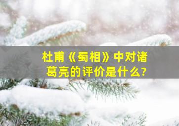 杜甫《蜀相》中对诸葛亮的评价是什么?