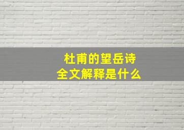 杜甫的望岳诗全文解释是什么