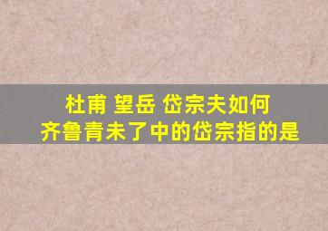 杜甫 望岳 岱宗夫如何 齐鲁青未了中的岱宗指的是