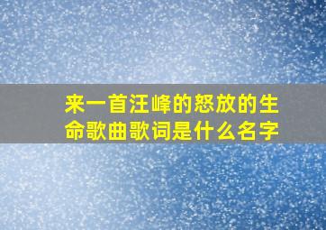 来一首汪峰的怒放的生命歌曲歌词是什么名字