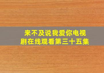 来不及说我爱你电视剧在线观看第三十五集