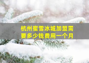 杭州蜜雪冰城加盟需要多少钱费用一个月