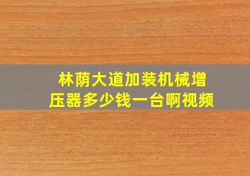 林荫大道加装机械增压器多少钱一台啊视频