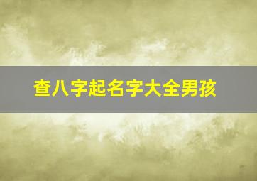 查八字起名字大全男孩