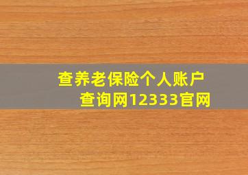 查养老保险个人账户查询网12333官网