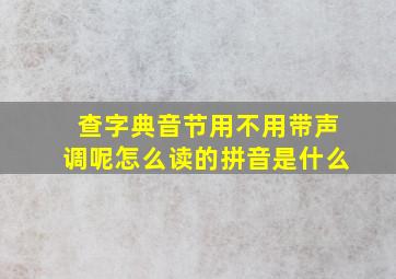 查字典音节用不用带声调呢怎么读的拼音是什么