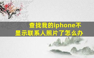 查找我的iphone不显示联系人照片了怎么办