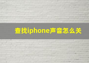 查找iphone声音怎么关