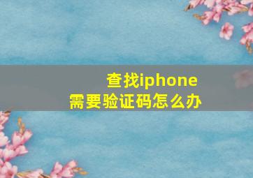 查找iphone需要验证码怎么办