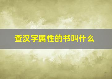 查汉字属性的书叫什么