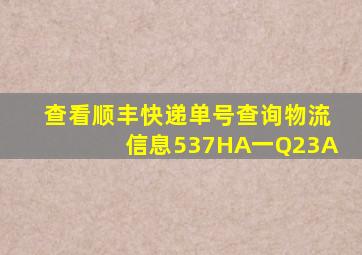 查看顺丰快递单号查询物流信息537HA一Q23A