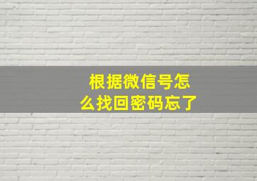 根据微信号怎么找回密码忘了