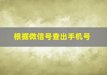 根据微信号查出手机号