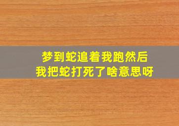 梦到蛇追着我跑然后我把蛇打死了啥意思呀