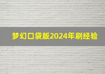 梦幻口袋版2024年刷经验