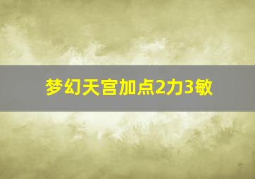 梦幻天宫加点2力3敏