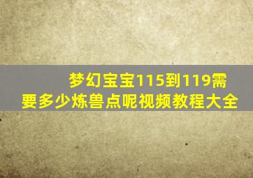 梦幻宝宝115到119需要多少炼兽点呢视频教程大全