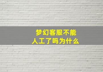 梦幻客服不能人工了吗为什么