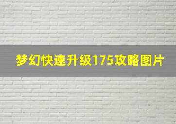 梦幻快速升级175攻略图片