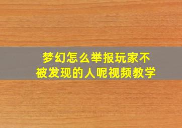 梦幻怎么举报玩家不被发现的人呢视频教学