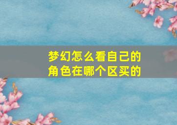 梦幻怎么看自己的角色在哪个区买的