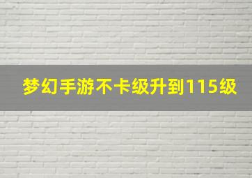 梦幻手游不卡级升到115级