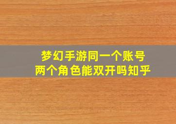 梦幻手游同一个账号两个角色能双开吗知乎