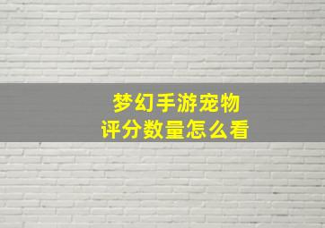 梦幻手游宠物评分数量怎么看