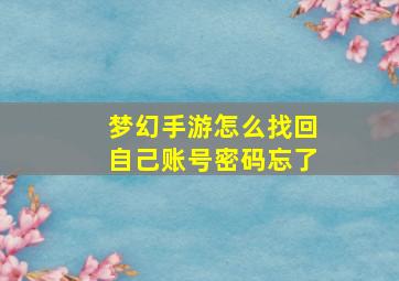 梦幻手游怎么找回自己账号密码忘了