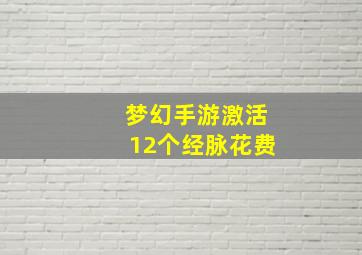 梦幻手游激活12个经脉花费