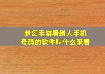 梦幻手游看别人手机号码的软件叫什么来着