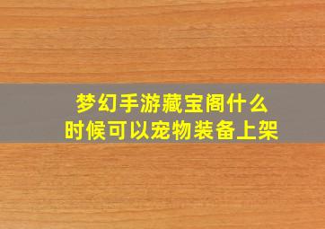 梦幻手游藏宝阁什么时候可以宠物装备上架