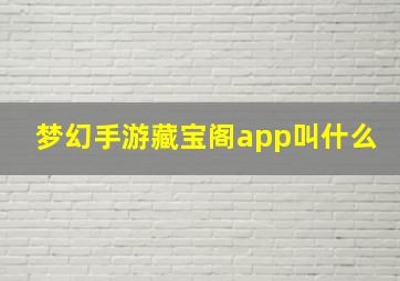 梦幻手游藏宝阁app叫什么