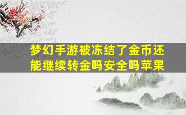 梦幻手游被冻结了金币还能继续转金吗安全吗苹果