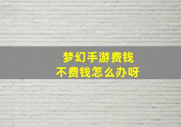 梦幻手游费钱不费钱怎么办呀