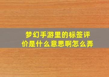 梦幻手游里的标签评价是什么意思啊怎么弄