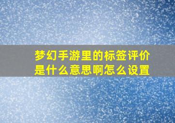 梦幻手游里的标签评价是什么意思啊怎么设置