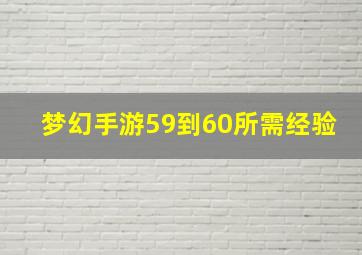 梦幻手游59到60所需经验