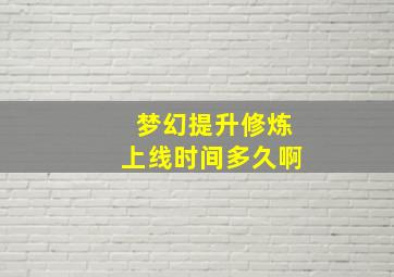 梦幻提升修炼上线时间多久啊