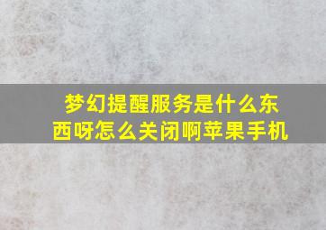 梦幻提醒服务是什么东西呀怎么关闭啊苹果手机