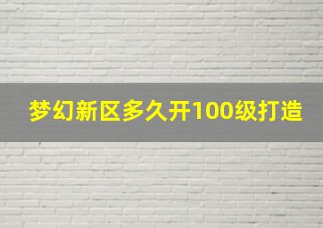 梦幻新区多久开100级打造